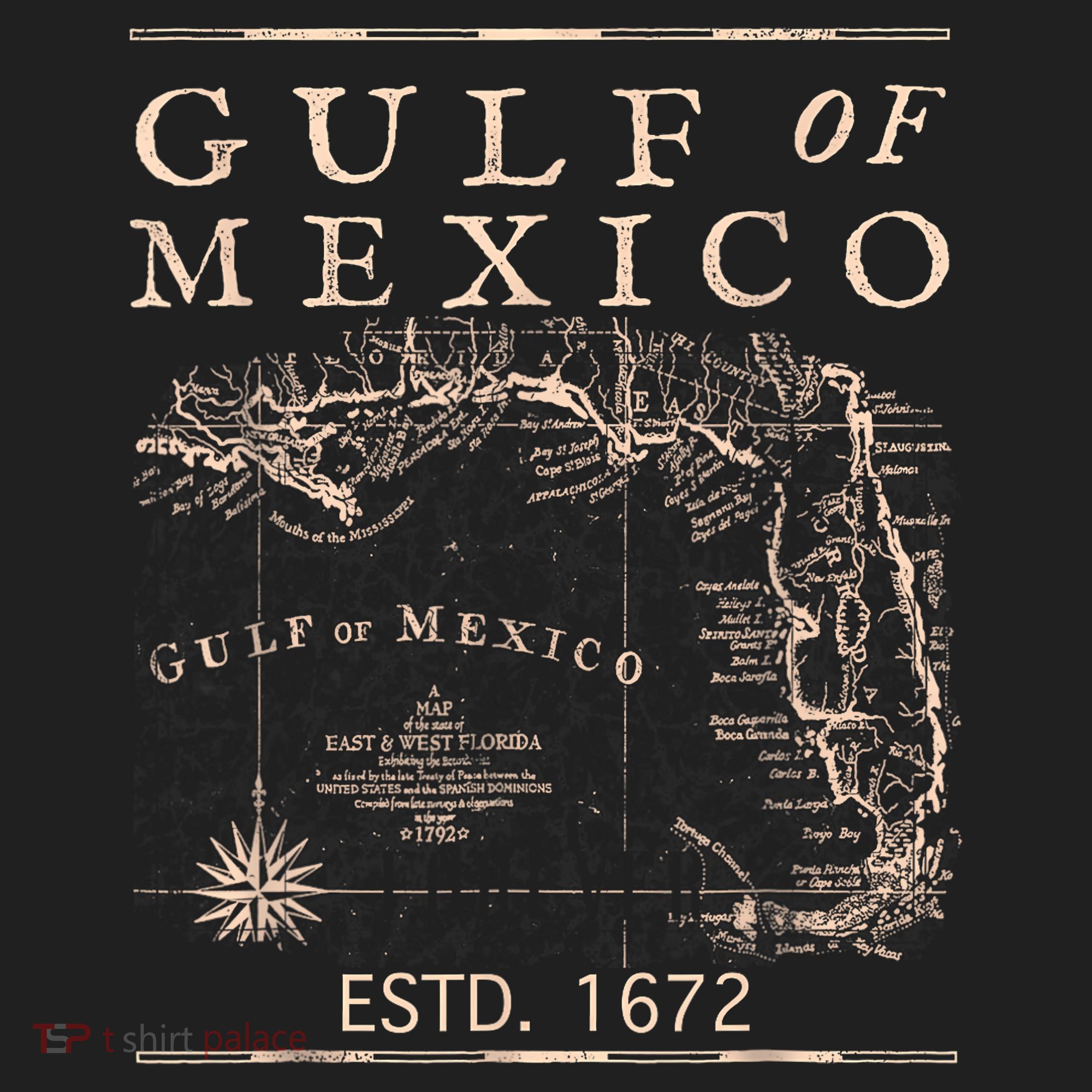 Gulf Of Mexico Since 1672 Historic Map Retro Gulf Beach Beanie