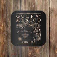 Gulf Of Mexico Since 1672 Historic Map Retro Gulf Beach Coaster thumb 0