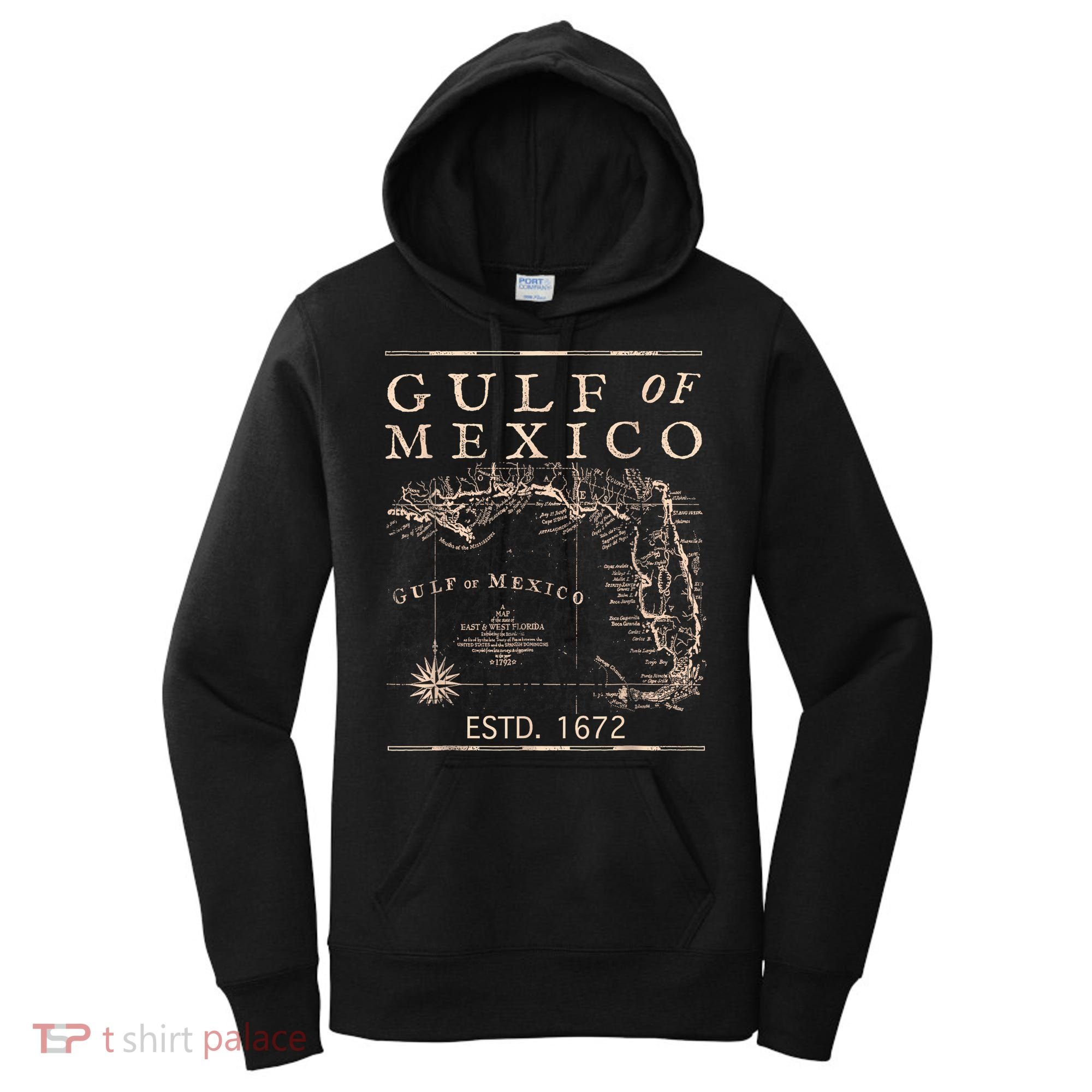 Gulf Of Mexico Since 1672 Historic Map Retro Gulf Beach Women's Hoodie
