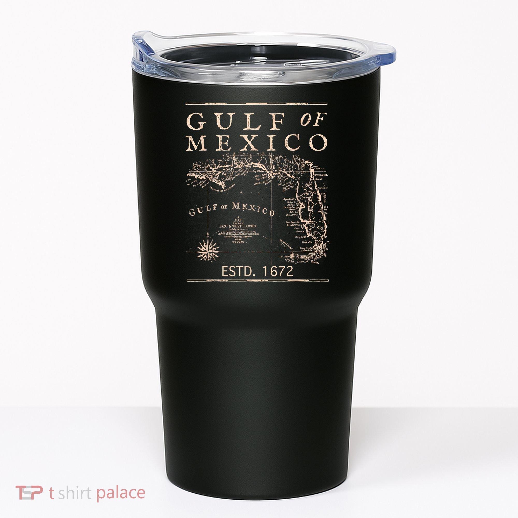 Gulf Of Mexico Since 1672 Historic Map Retro Gulf Beach Tumbler