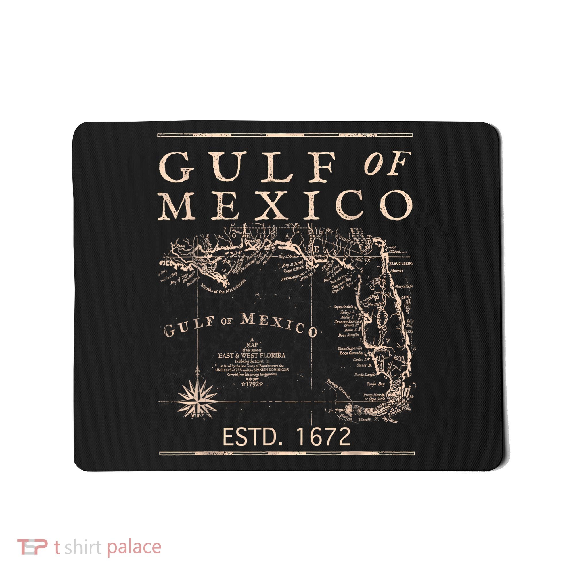 Gulf Of Mexico Since 1672 Historic Map Retro Gulf Beach Mousepad