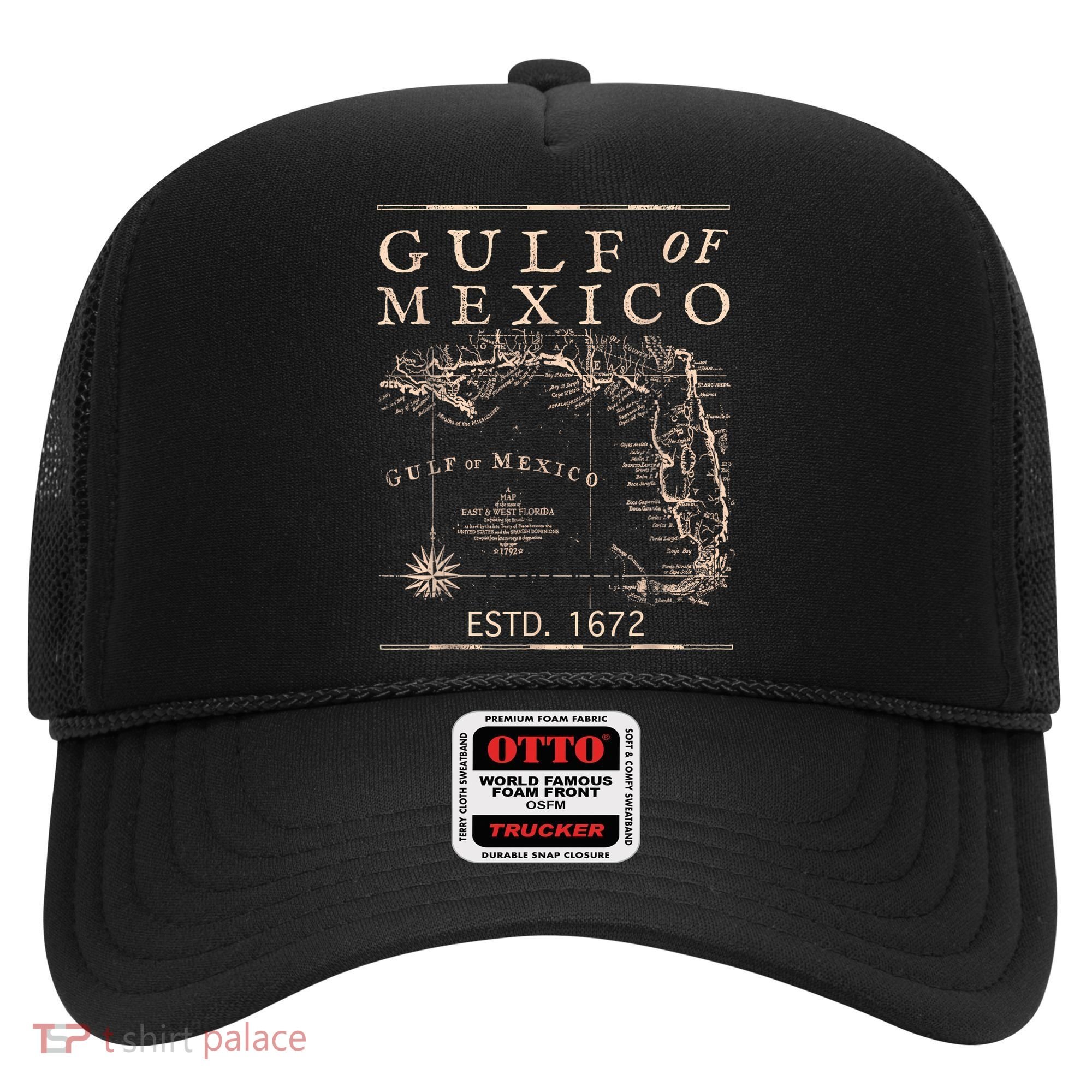 Gulf Of Mexico Since 1672 Historic Map Retro Gulf Beach Hat