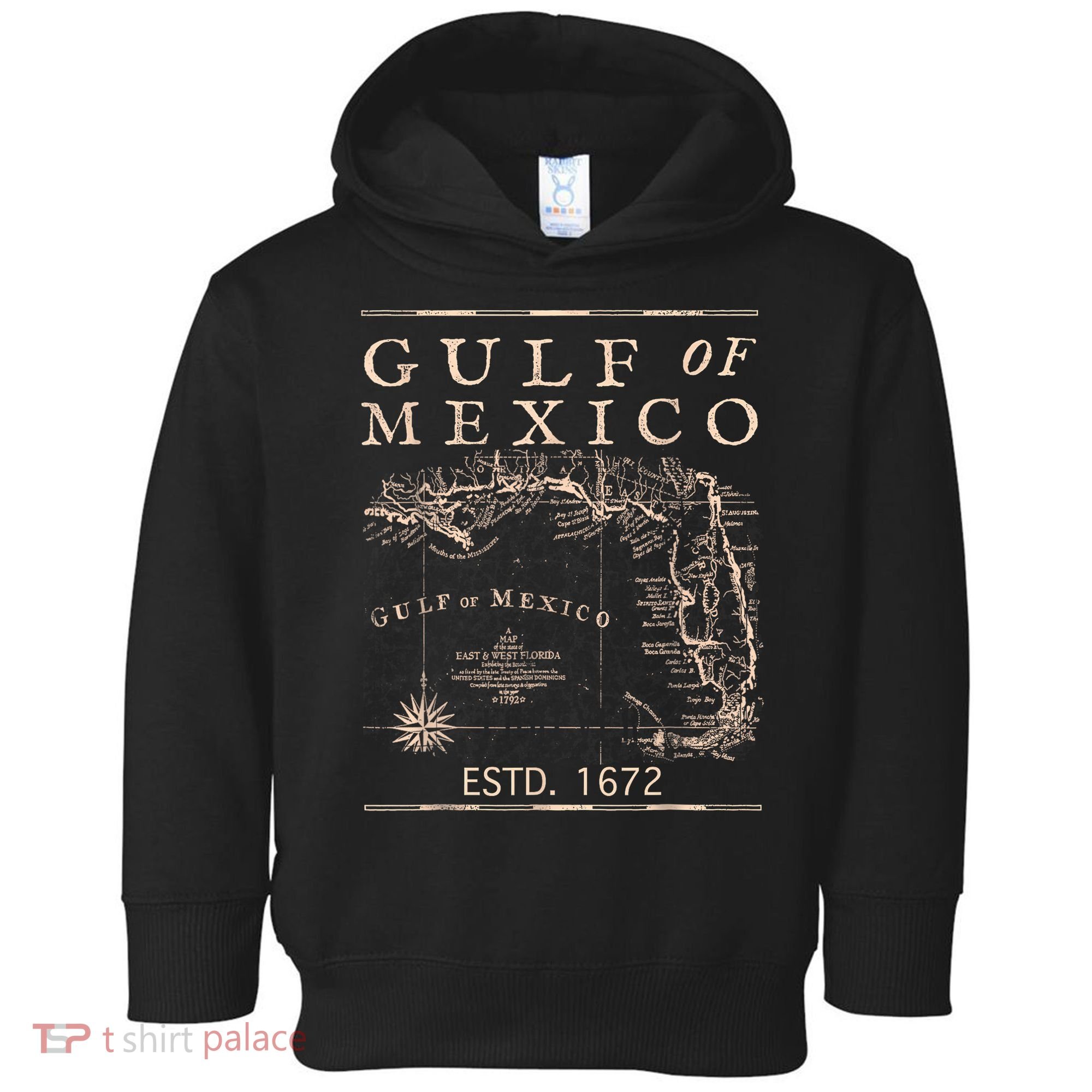 Gulf Of Mexico Since 1672 Historic Map Retro Gulf Beach Toddler Hoodie