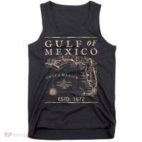 Gulf Of Mexico Since 1672 Historic Map Retro Gulf Beach Tank Top thumb 0