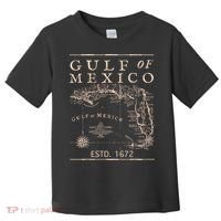 Gulf Of Mexico Since 1672 Historic Map Retro Gulf Beach Toddler T-Shirt thumb 0