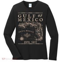 Gulf Of Mexico Since 1672 Historic Map Retro Gulf Beach Women's Long Sleeve Shirt thumb 0