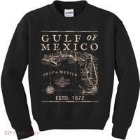 Gulf Of Mexico Since 1672 Historic Map Retro Gulf Beach Kids Sweatshirt thumb 0