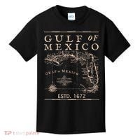 Gulf Of Mexico Since 1672 Historic Map Retro Gulf Beach Kids T-Shirt thumb 0