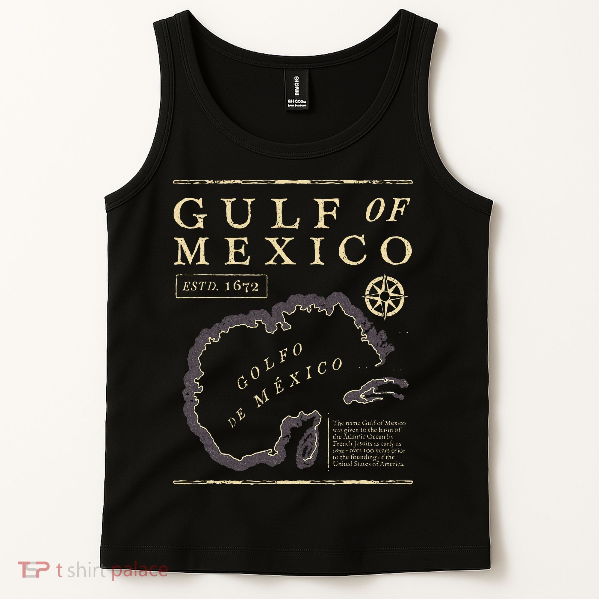 Gulf Of Mexico 1672 Historic Map Tank Top