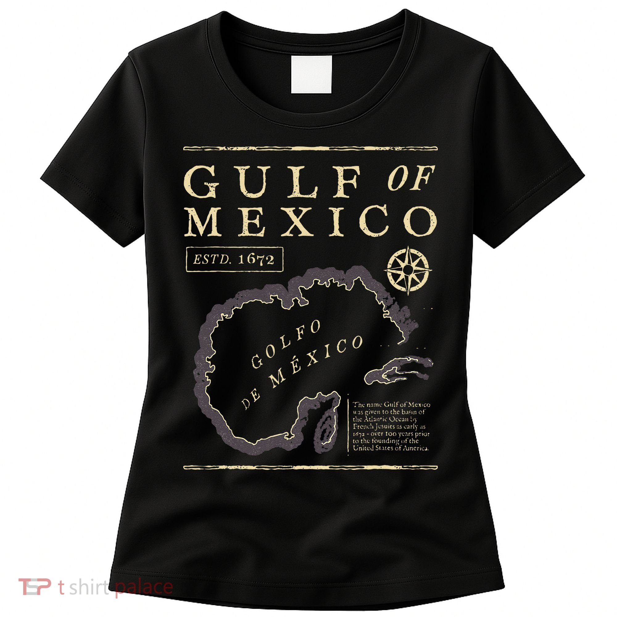 Gulf Of Mexico 1672 Historic Map Women's T-Shirt