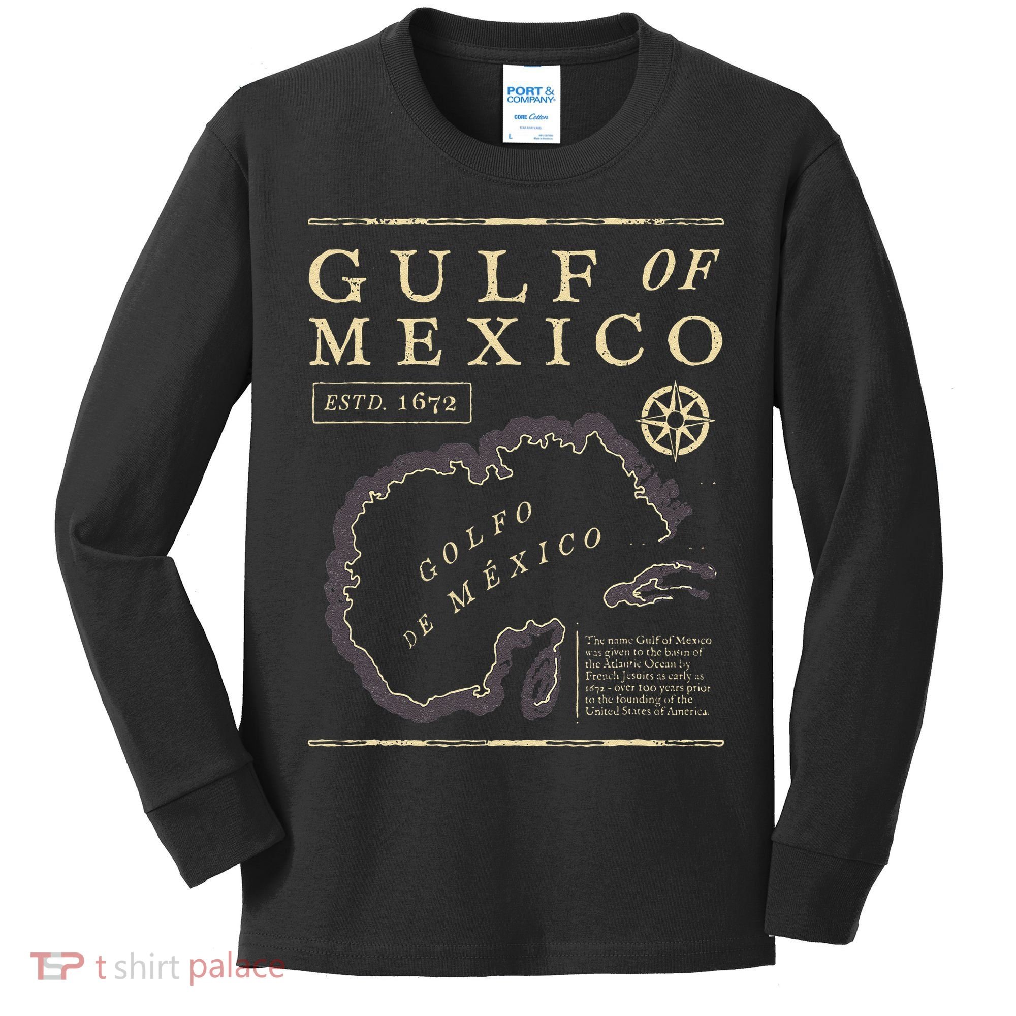 Gulf Of Mexico 1672 Historic Map Kids Long Sleeve Shirt