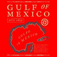 Gulf Of Mexico 1672 Historic Map Santa Hat thumb 1