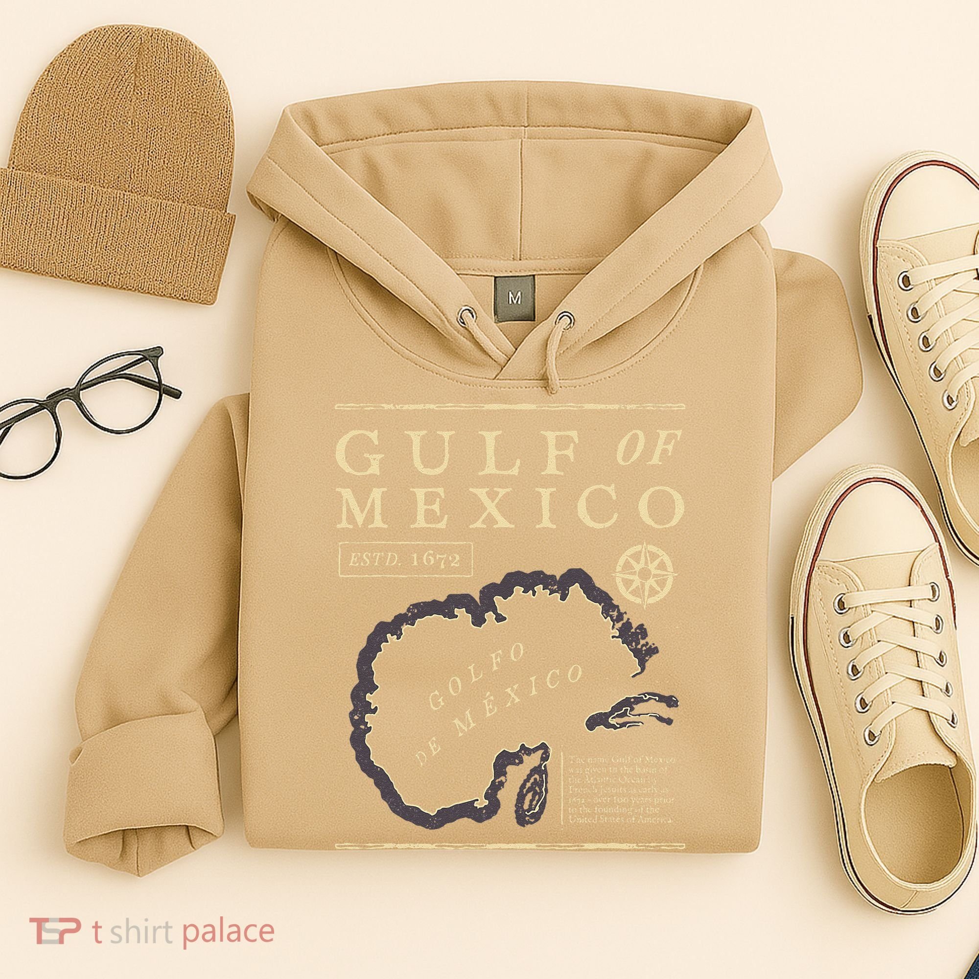 Gulf Of Mexico 1672 Historic Map Hoodie