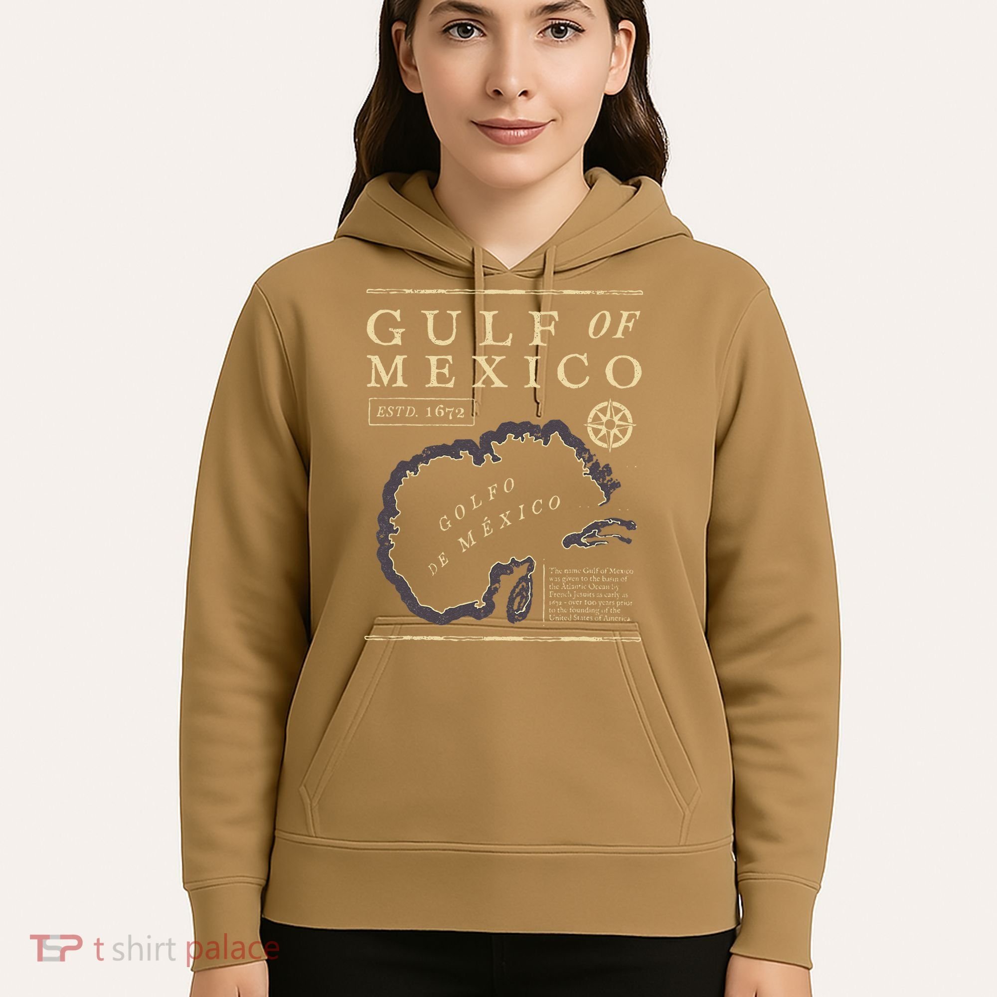 Gulf Of Mexico 1672 Historic Map Hoodie