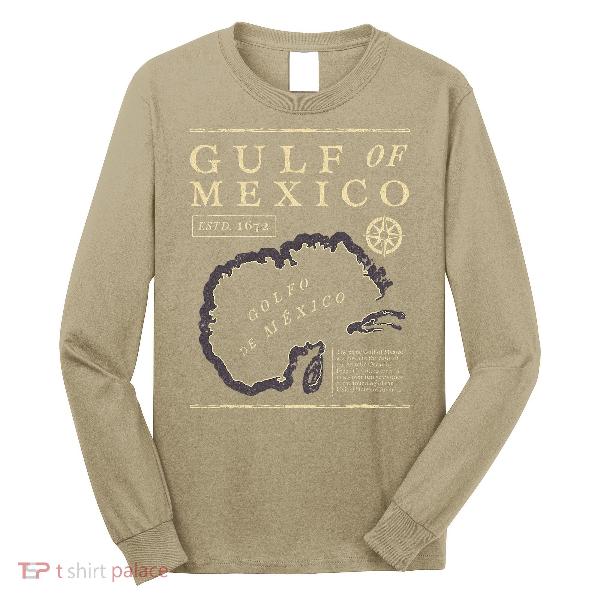 Gulf Of Mexico 1672 Historic Map Long Sleeve Shirt