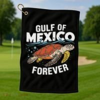 Gulf Of Mexico Forever Sea Turtle Golf Towel thumb 1