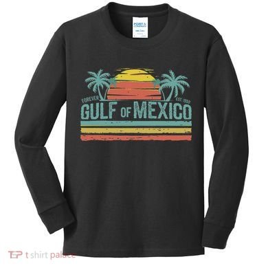 Gulf Of Mexico Retro Kids Long Sleeve Shirt