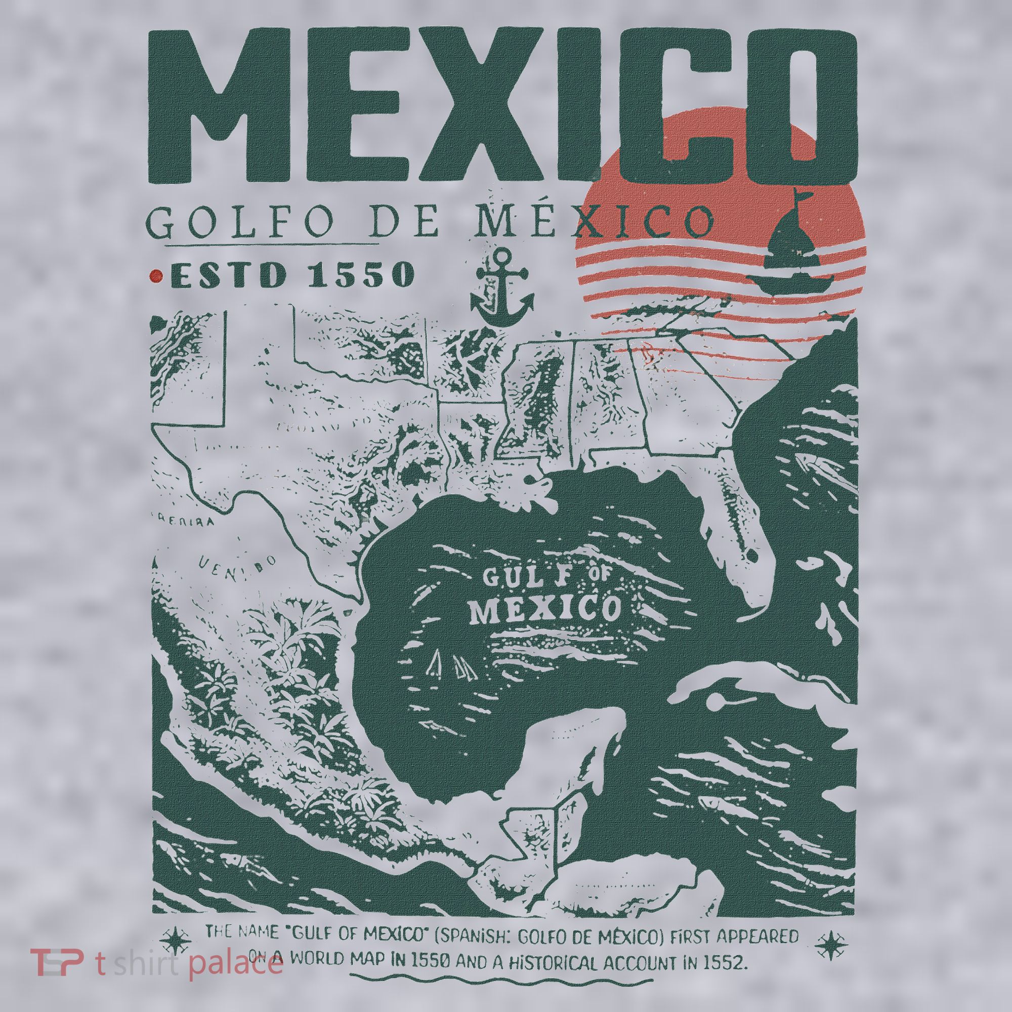 Gulf Of Mexico 1550 Historic Map Women's Sweatshirt