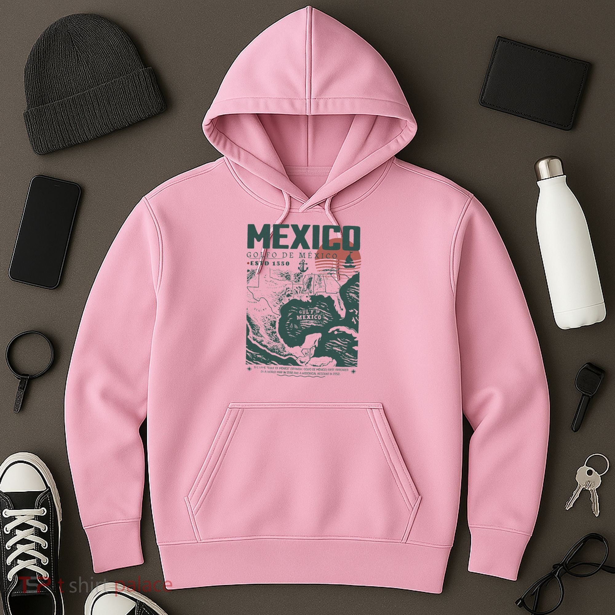 Gulf Of Mexico 1550 Historic Map Hoodie