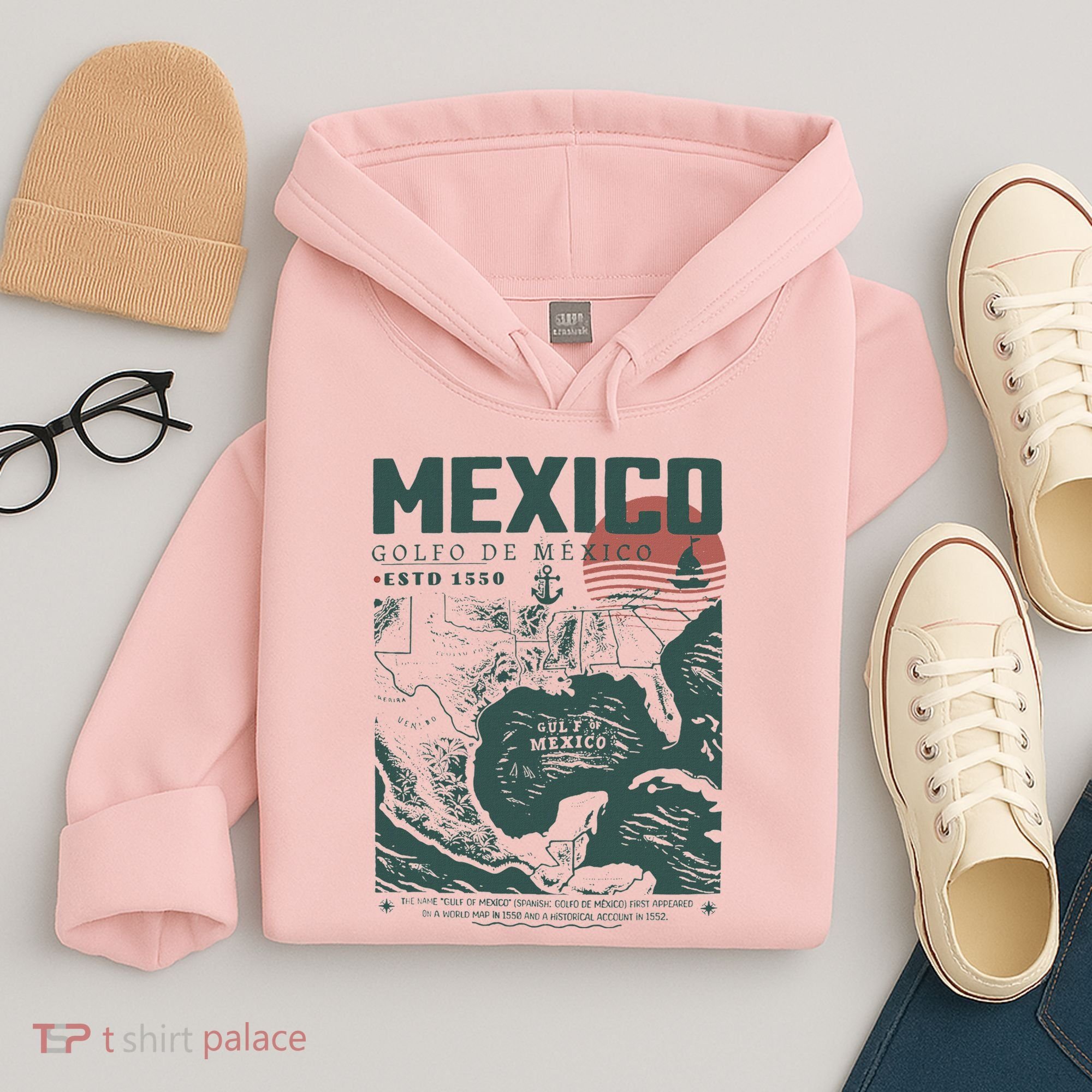 Gulf Of Mexico 1550 Historic Map Hoodie