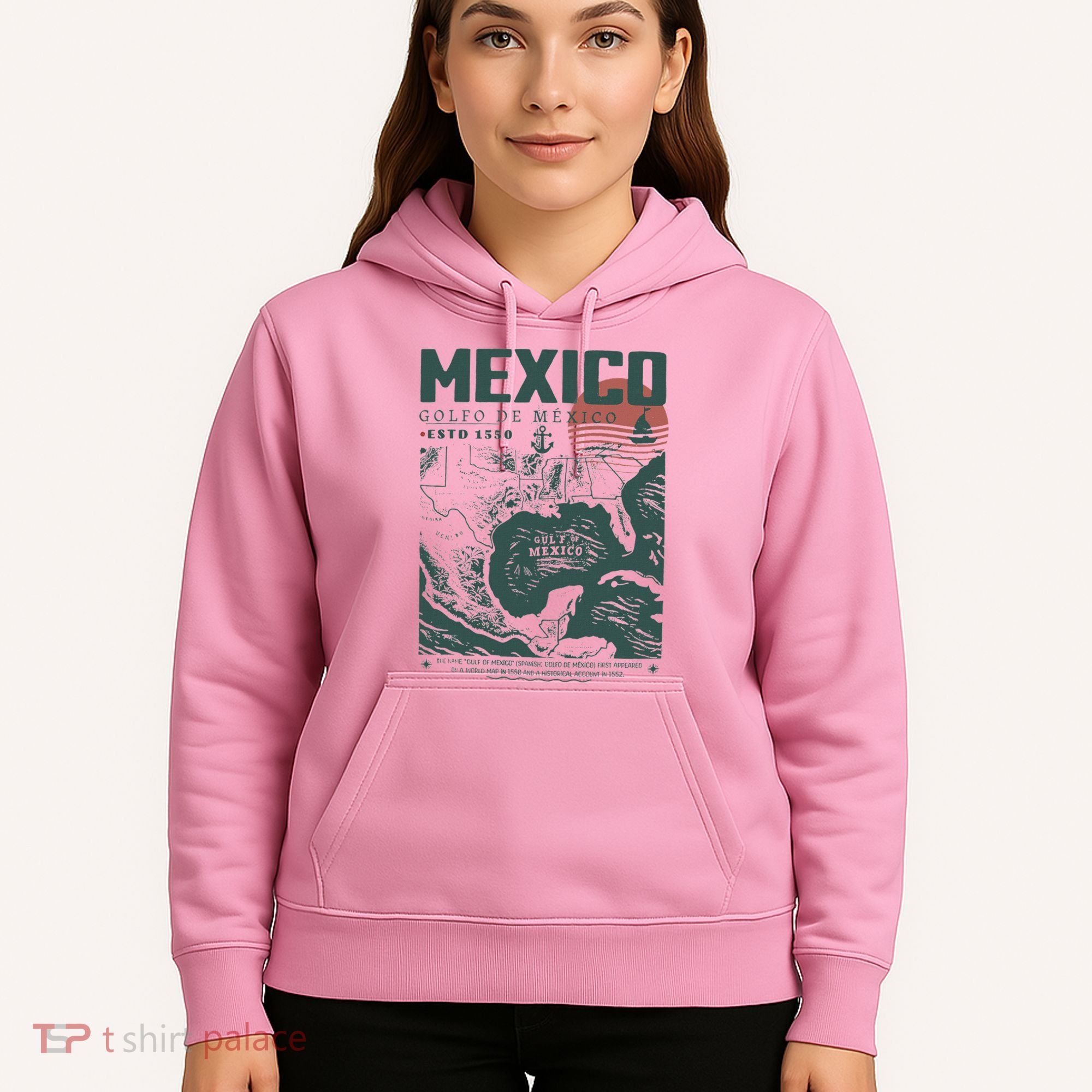 Gulf Of Mexico 1550 Historic Map Hoodie