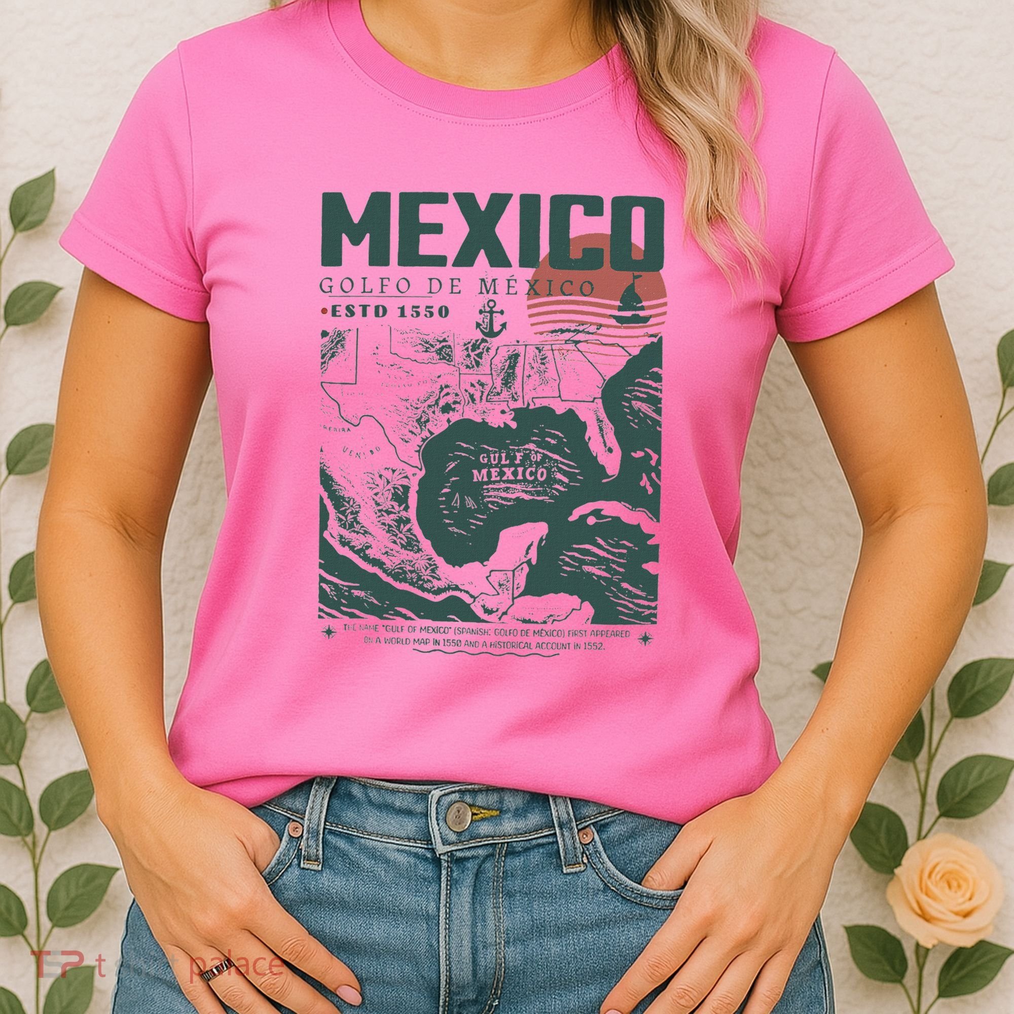 Gulf Of Mexico 1550 Historic Map Women's T-Shirt