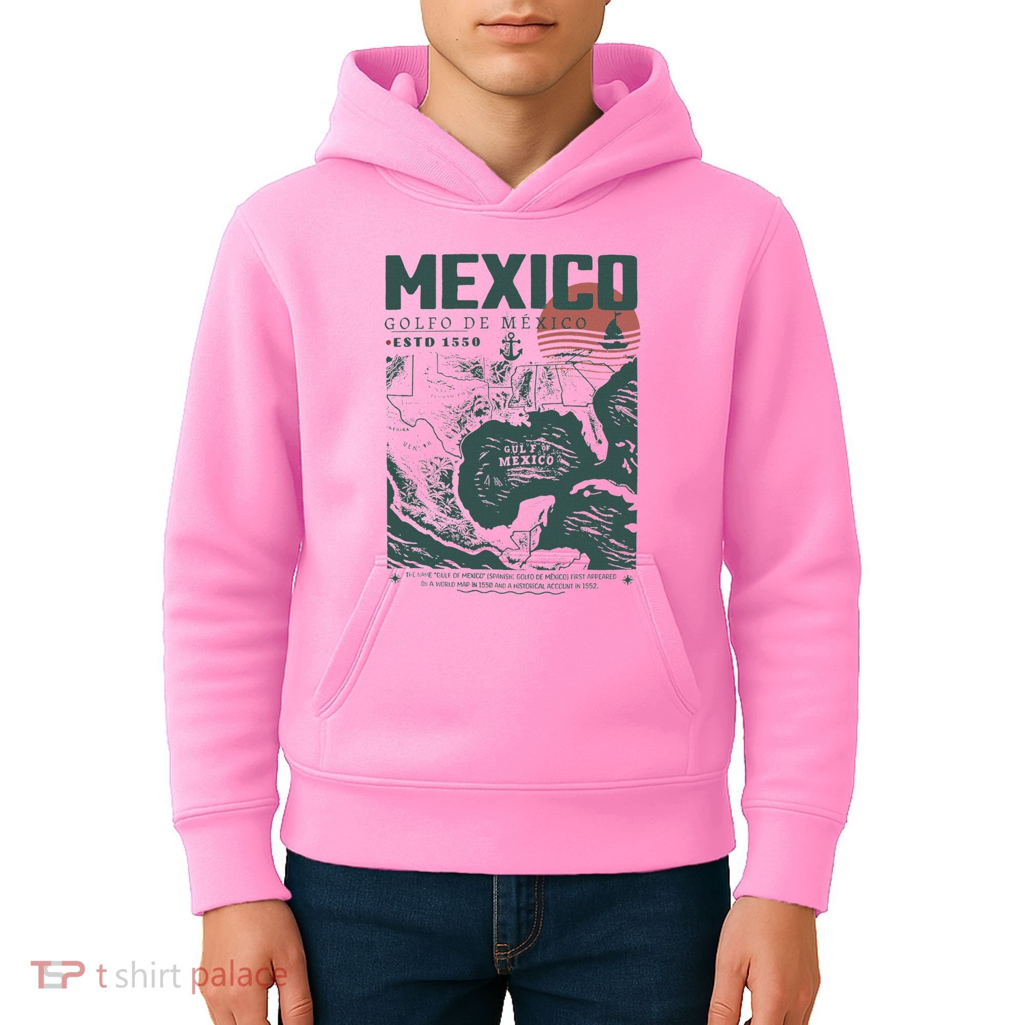 Gulf Of Mexico 1550 Historic Map Kids Hoodie
