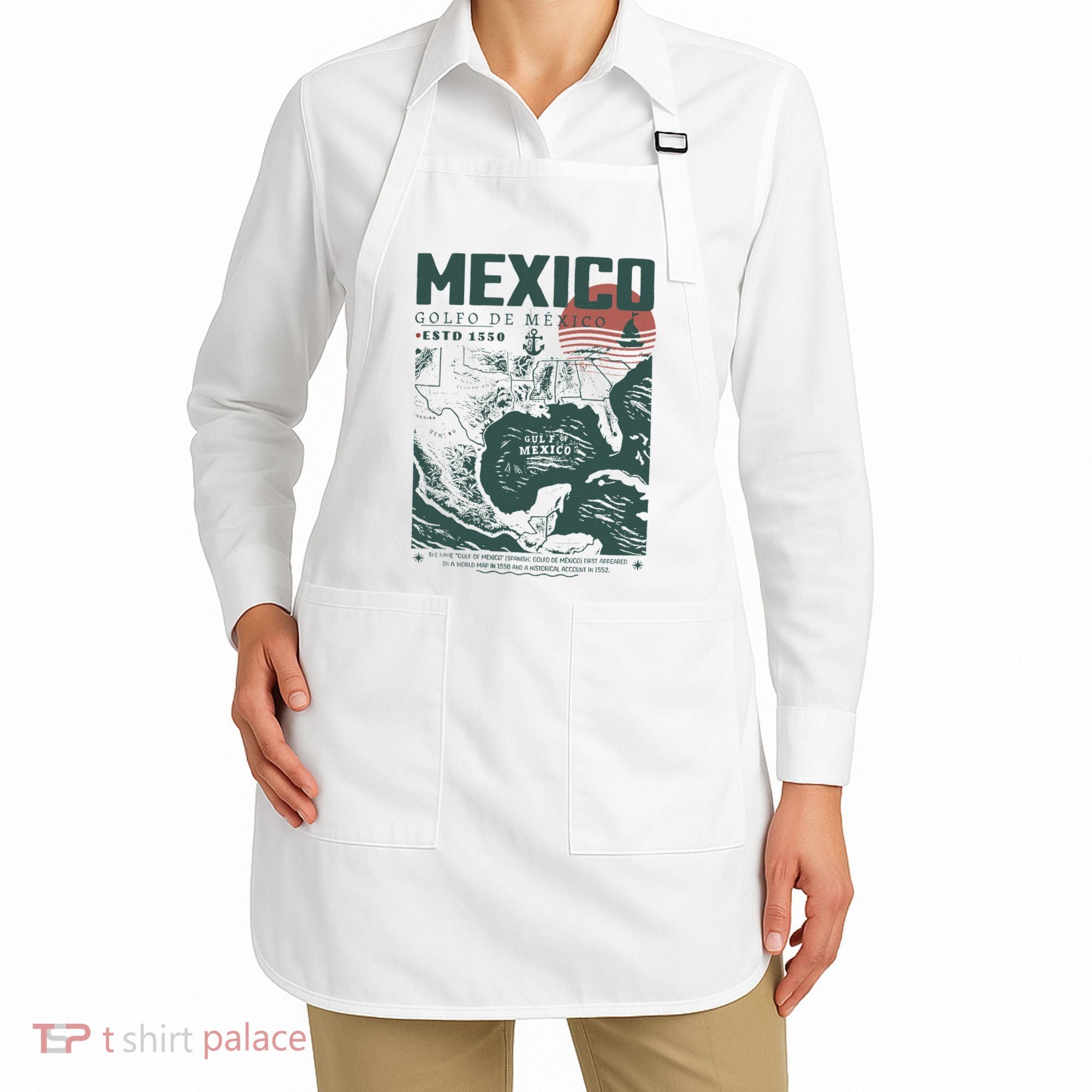 Gulf Of Mexico 1550 Historic Map Apron