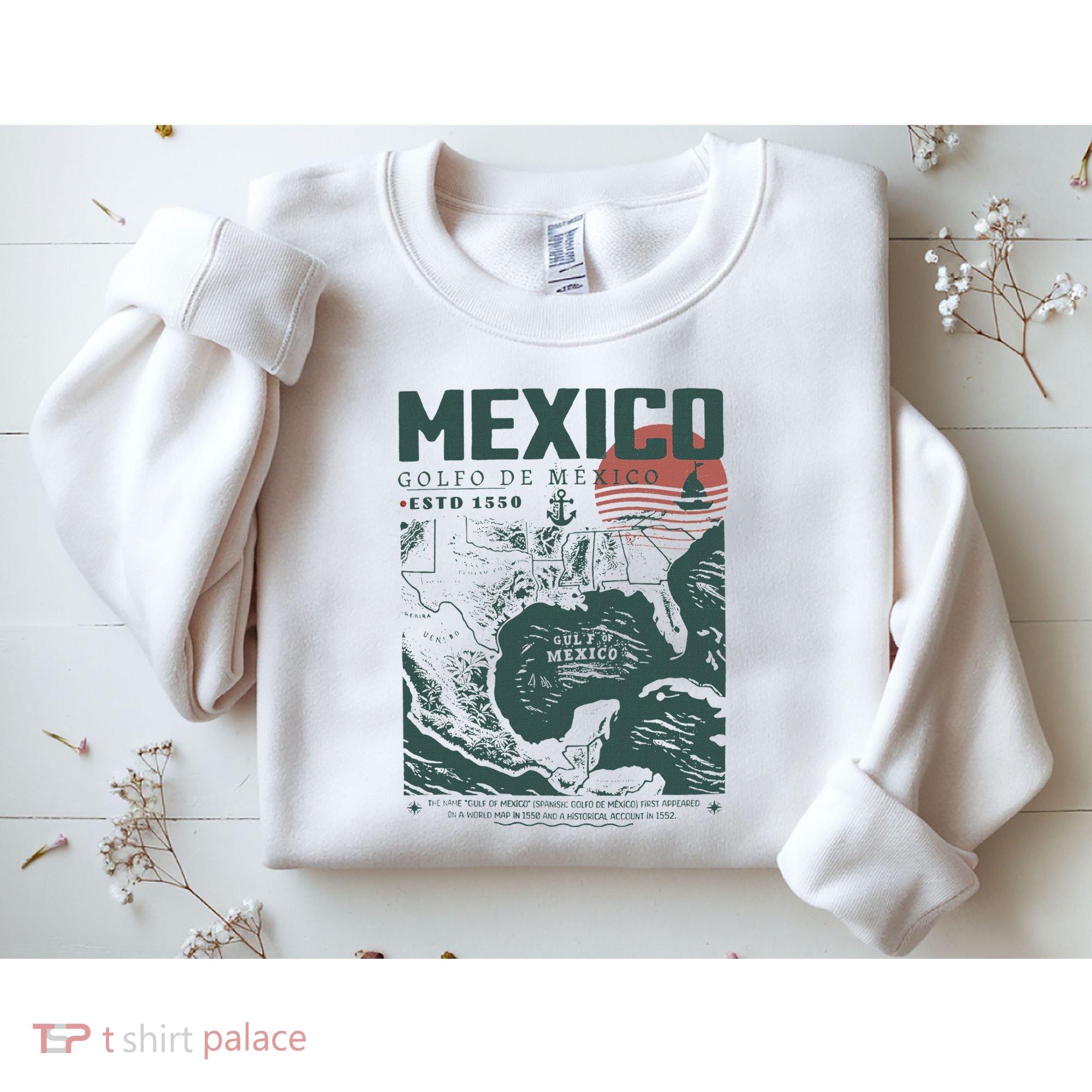 Gulf Of Mexico 1550 Historic Map Sweatshirt