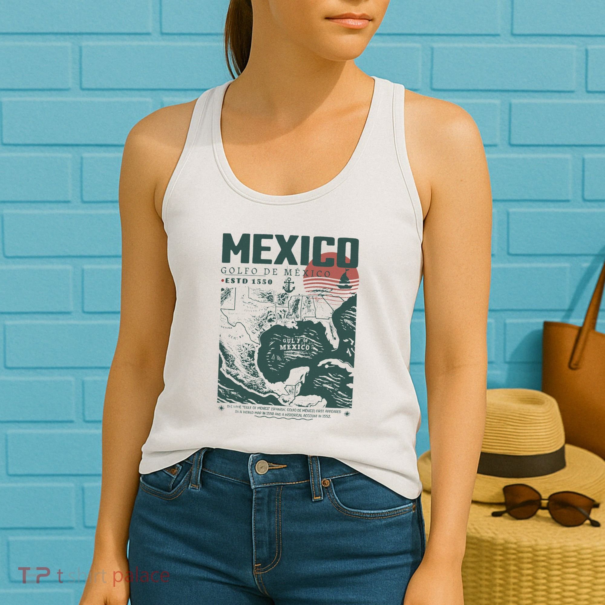 Gulf Of Mexico 1550 Historic Map Women's Tank Top