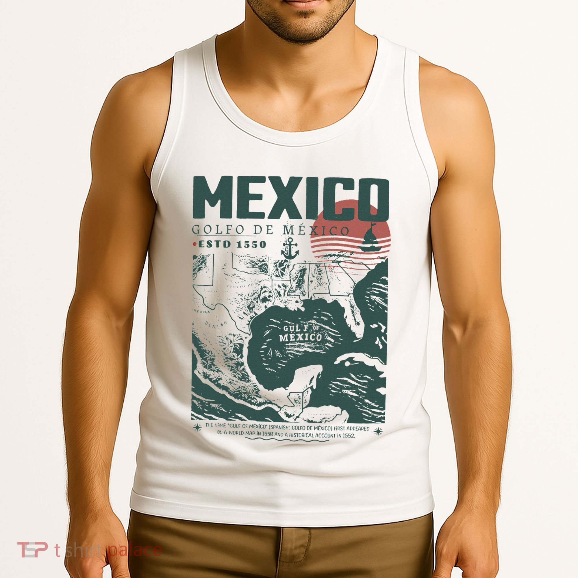 Gulf Of Mexico 1550 Historic Map Tank Top