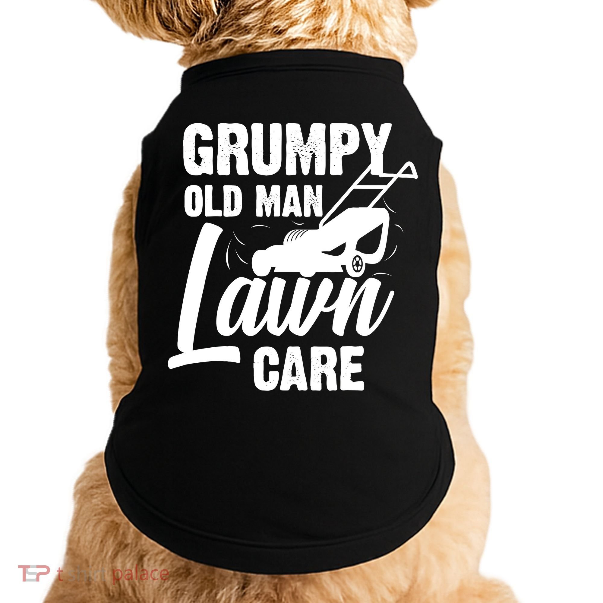 Grumpy Old Man Lawn Care Grass Cutting Lawn Mower Gift Doggie Tank