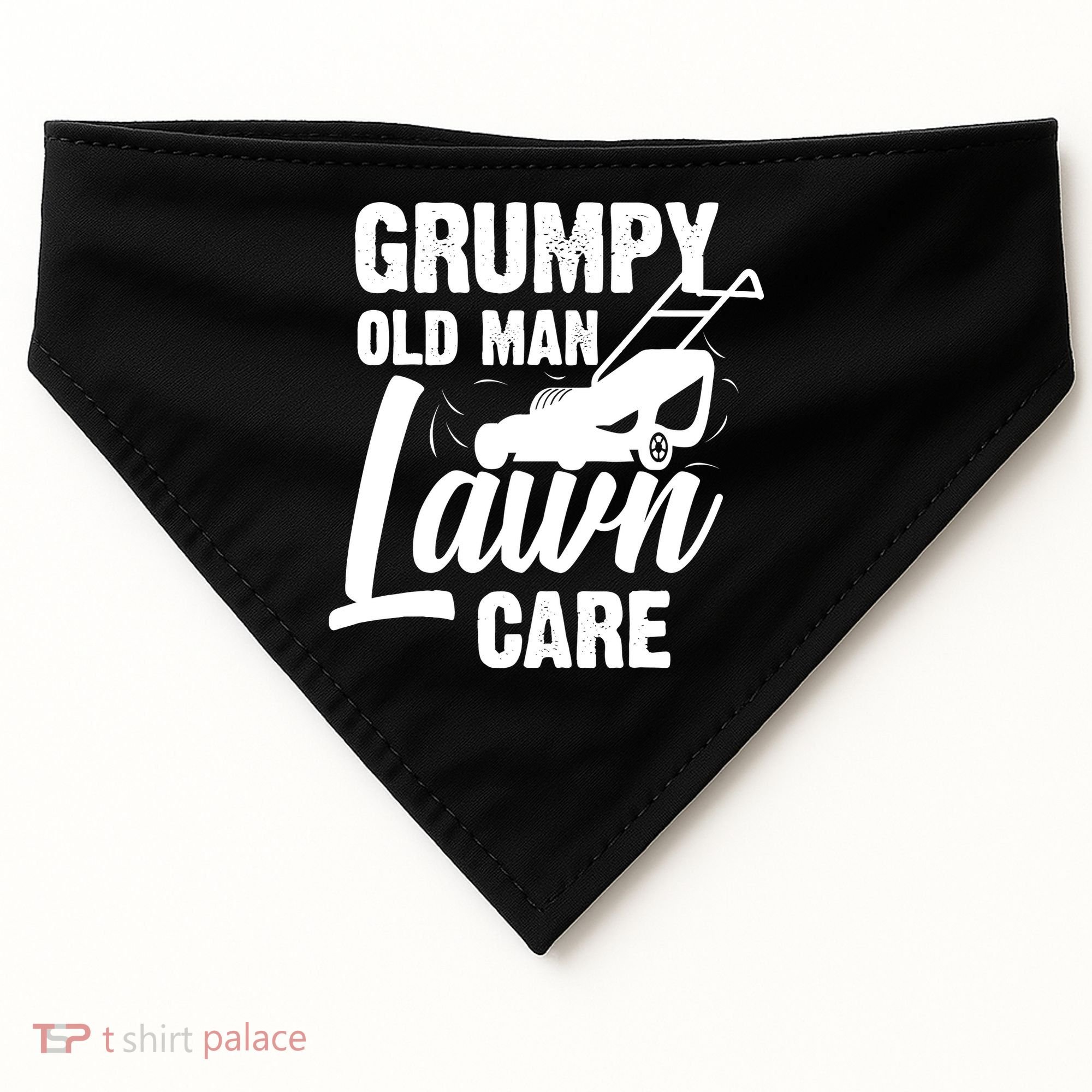 Grumpy Old Man Lawn Care Grass Cutting Lawn Mower Gift USA-Made Doggie Bandana