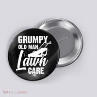 Grumpy Old Man Lawn Care Grass Cutting Lawn Mower Gift Button thumb 0