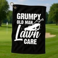 Grumpy Old Man Lawn Care Grass Cutting Lawn Mower Gift Golf Towel thumb 1