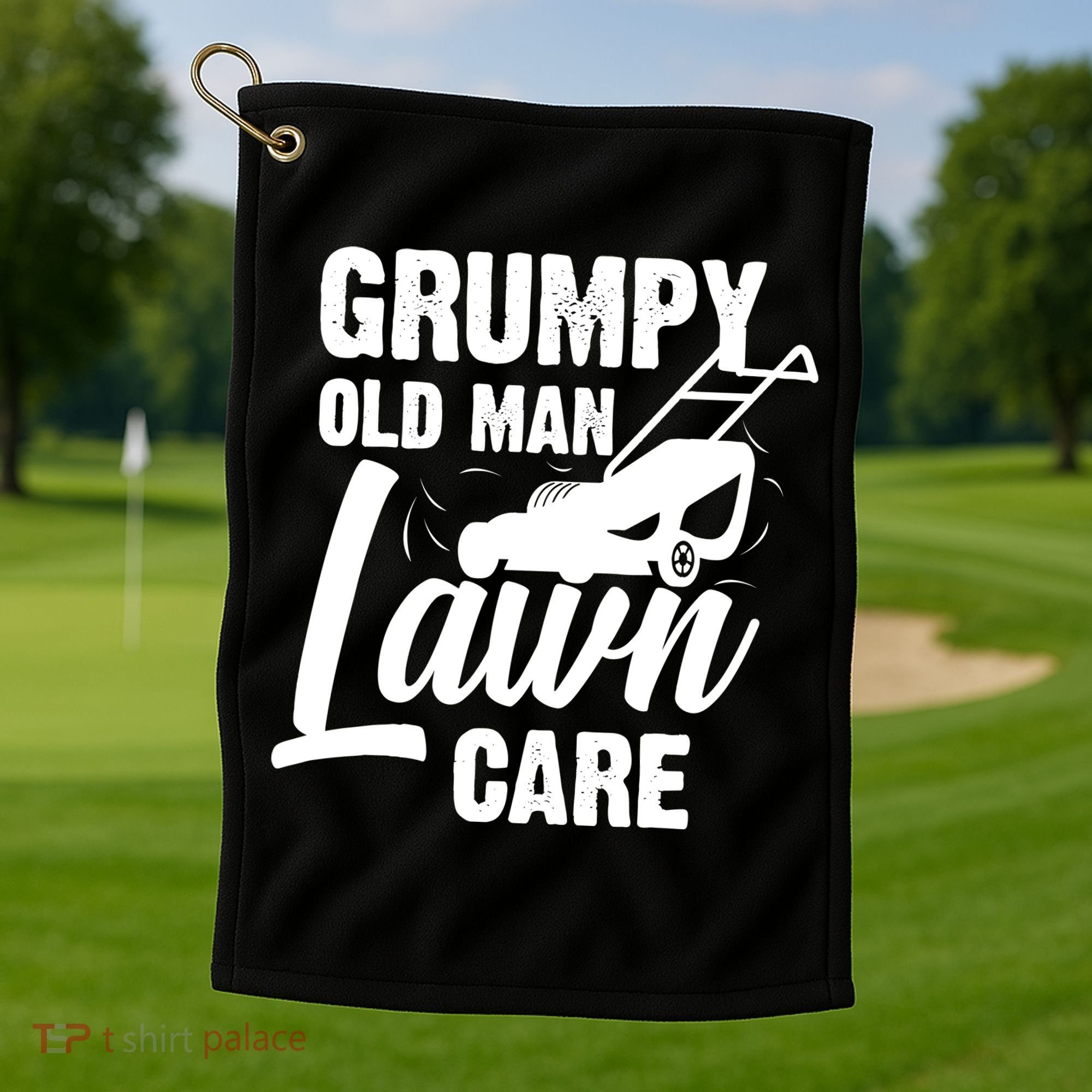 Grumpy Old Man Lawn Care Grass Cutting Lawn Mower Gift Golf Towel