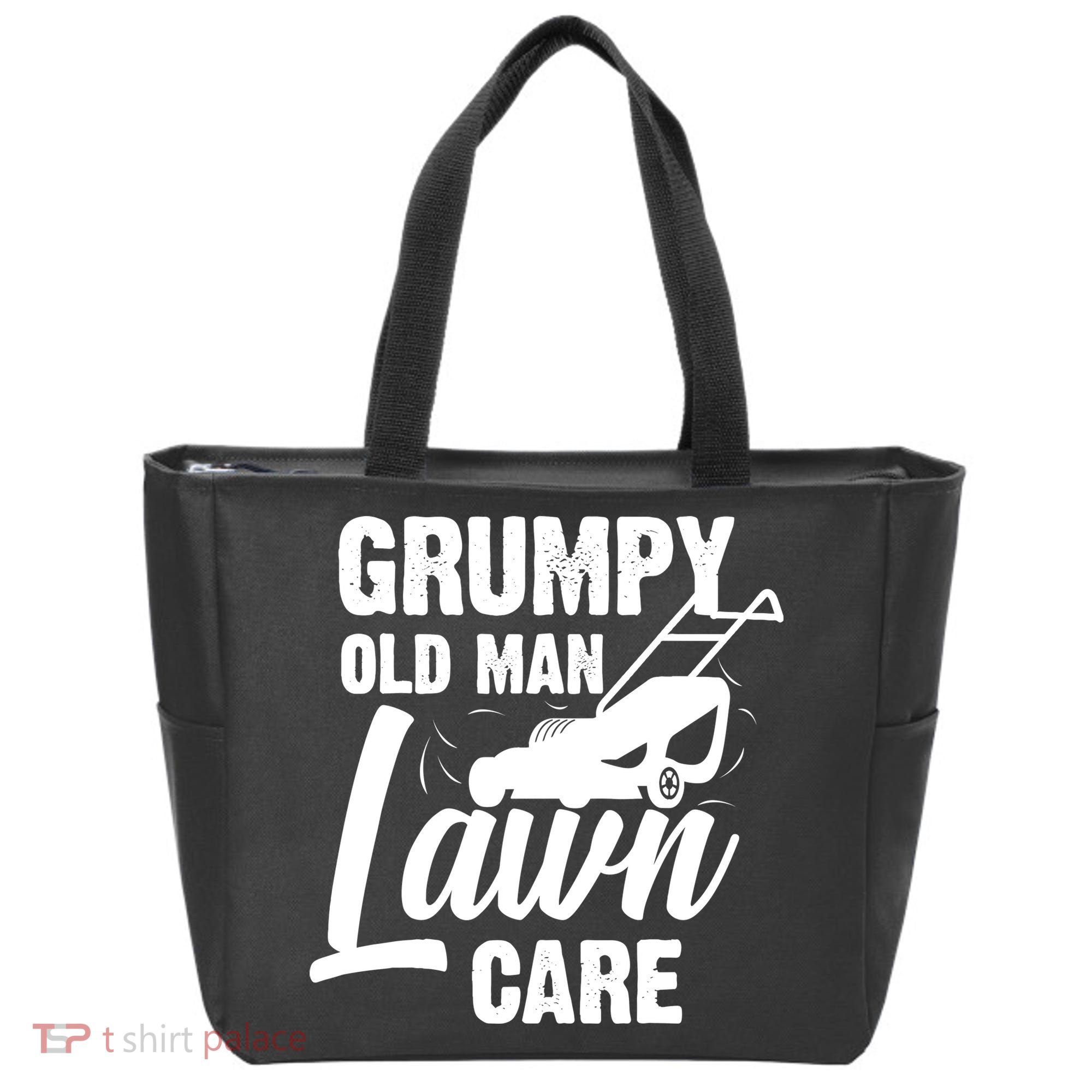 Grumpy Old Man Lawn Care Grass Cutting Lawn Mower Gift Tote Bag