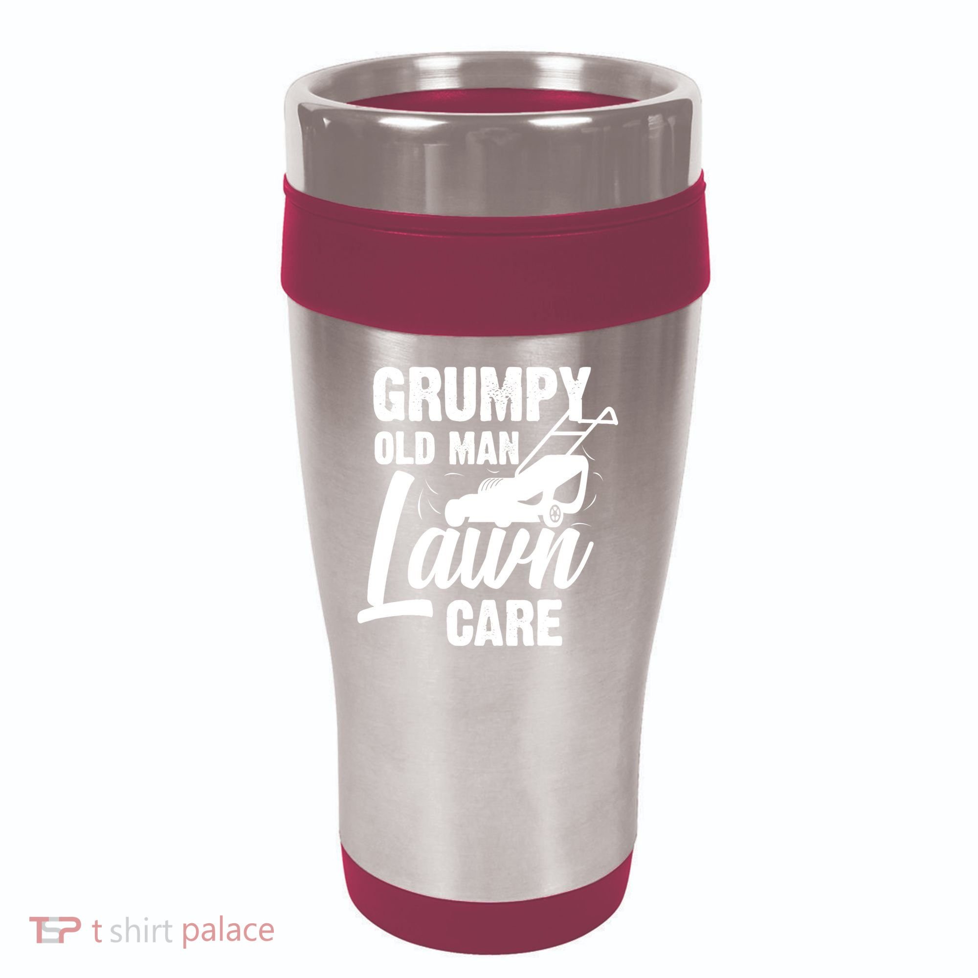Grumpy Old Man Lawn Care Grass Cutting Lawn Mower Gift 16oz Travel Tumbler