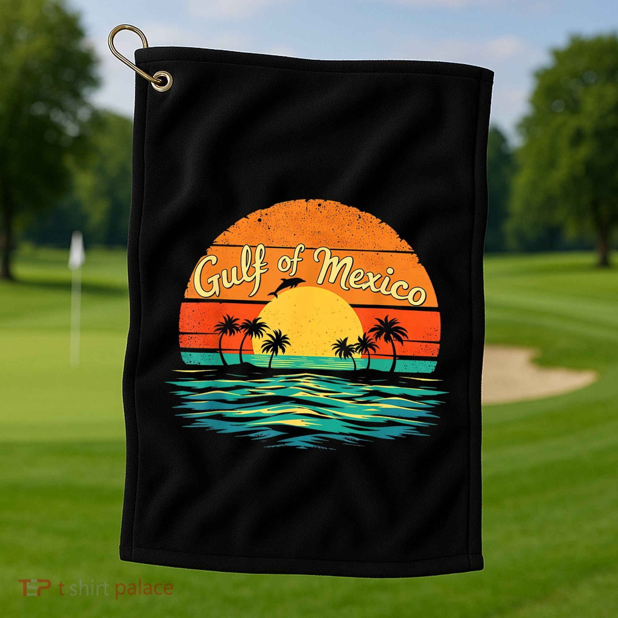 Gulf Of Mexico Beach Palms Summer Vacation Golf Towel