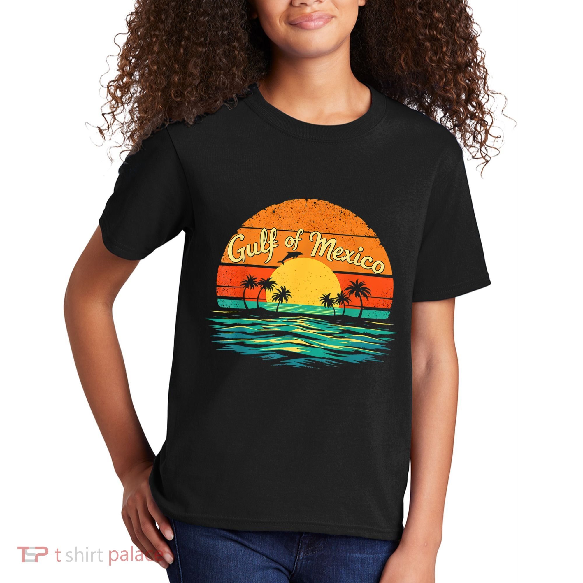 Gulf Of Mexico Beach Palms Summer Vacation Kids T-Shirt