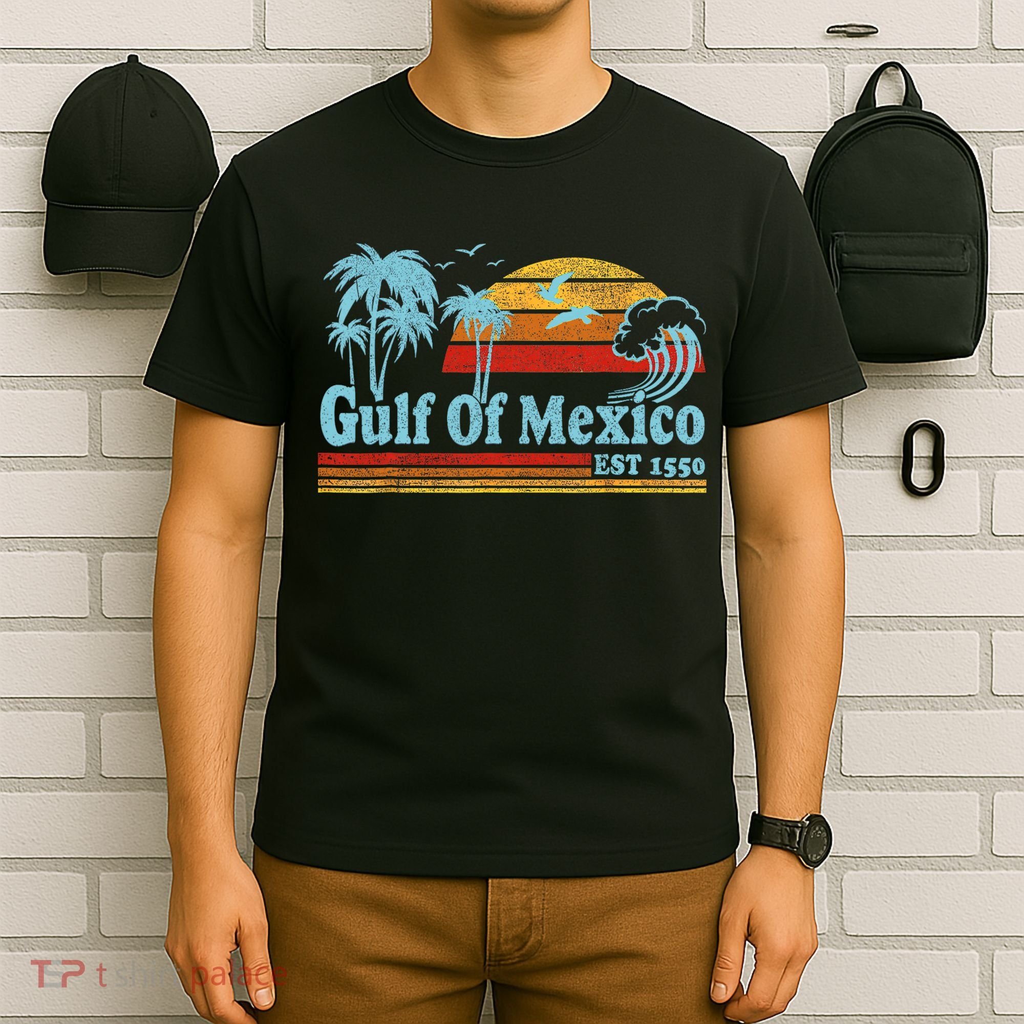 Gulf Of Mexico Est 1550 Retro Vintage Beach T-Shirt