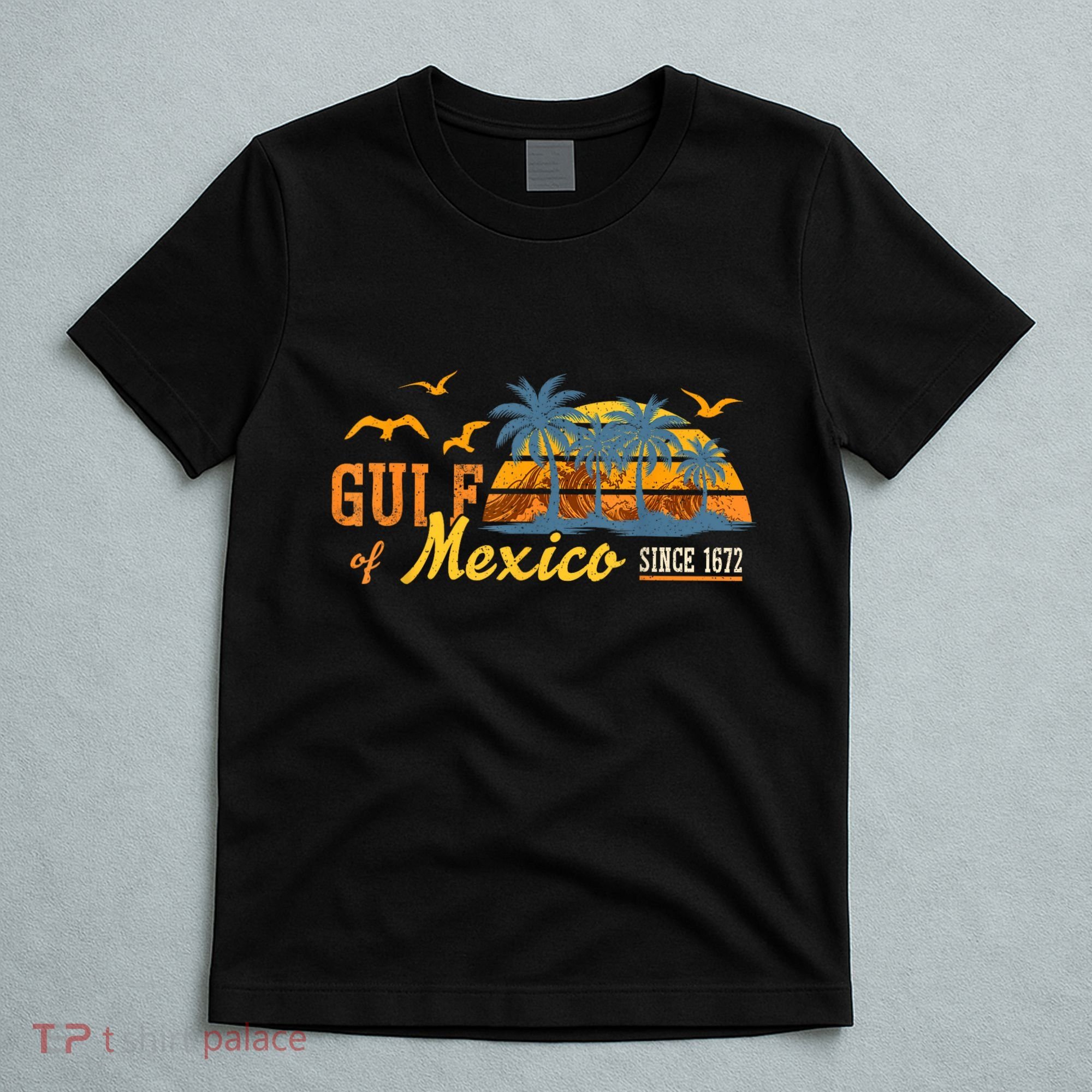 Gulf Of Mexico 1672 Retro Beach Vintage Sunset Historic Map T-Shirt