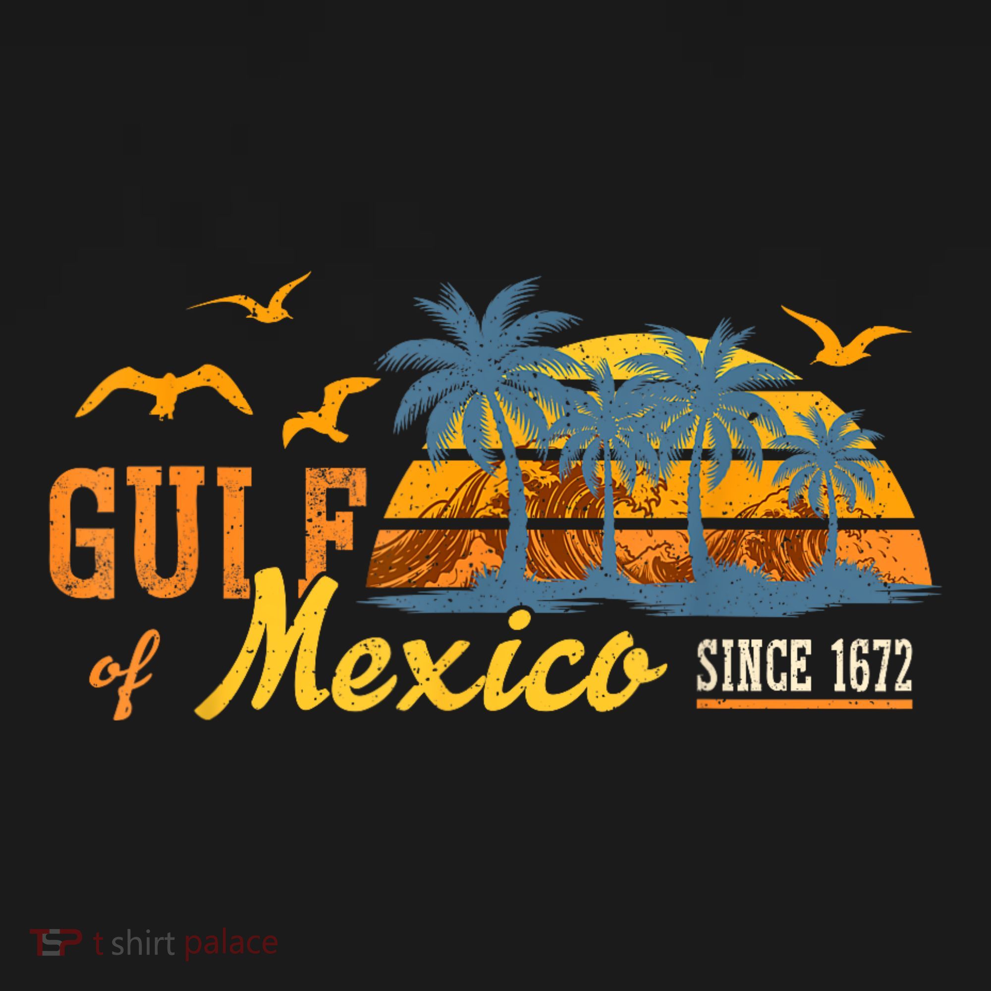 Gulf Of Mexico 1672 Retro Beach Vintage Sunset Historic Map T-Shirt