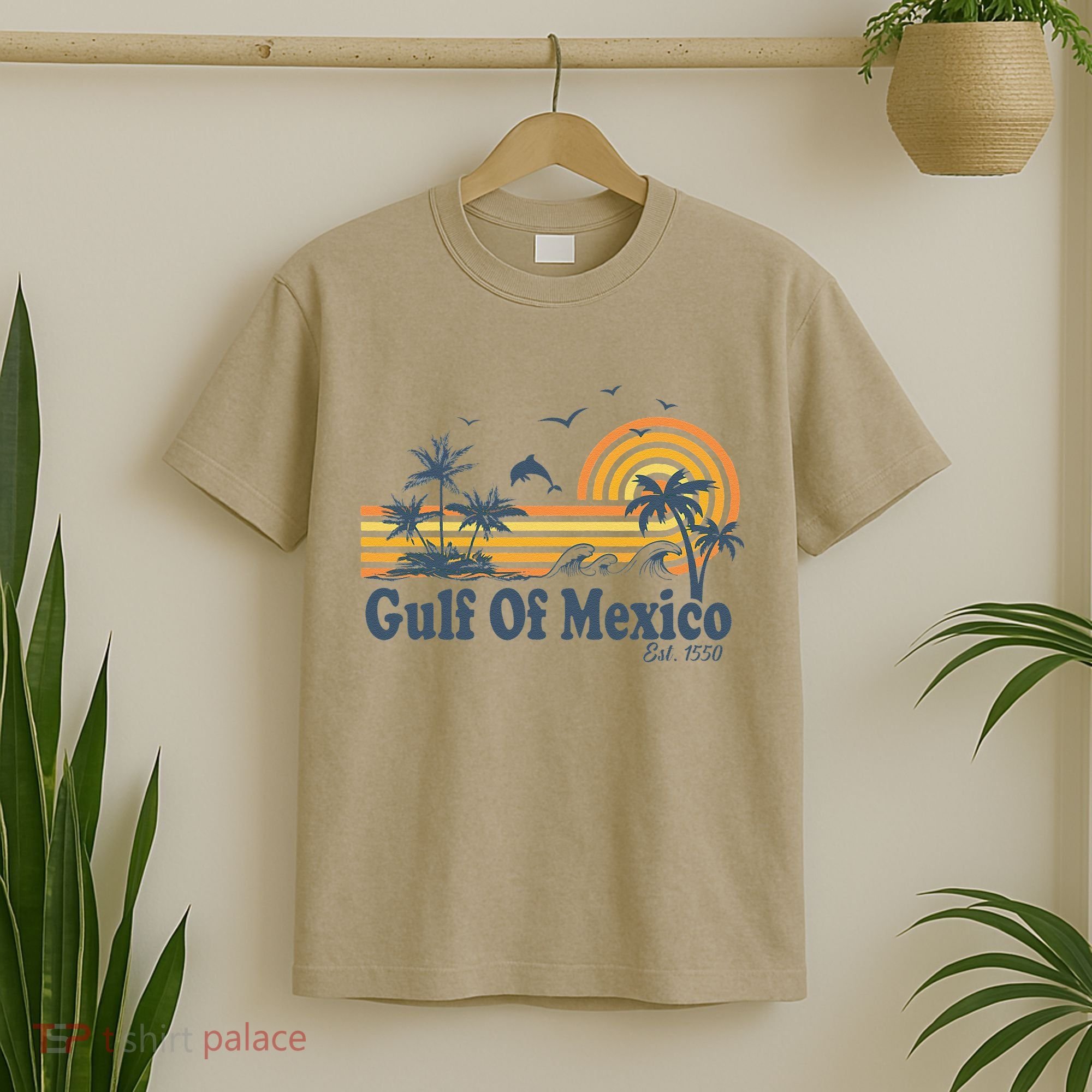 Gulf Of Mexico Est 1550 Retro Vintage Beach Palms Summer T-Shirt