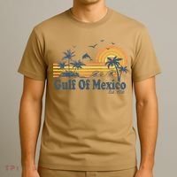 Gulf Of Mexico Est 1550 Retro Vintage Beach Palms Summer T-Shirt thumb 3