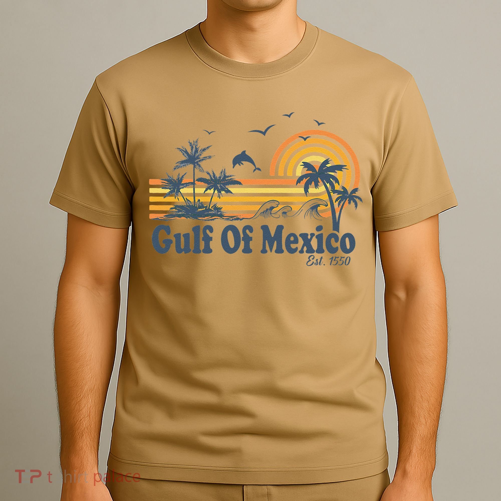 Gulf Of Mexico Est 1550 Retro Vintage Beach Palms Summer T-Shirt