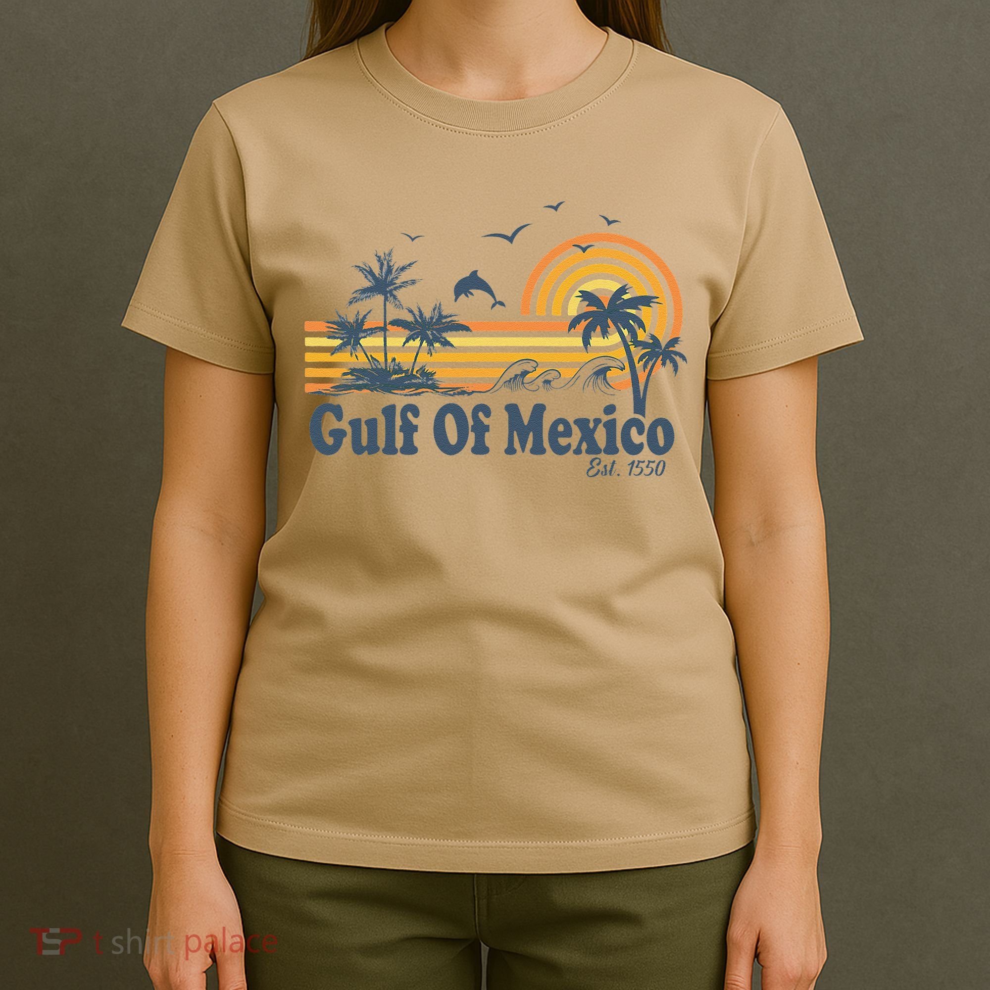 Gulf Of Mexico Est 1550 Retro Vintage Beach Palms Summer T-Shirt