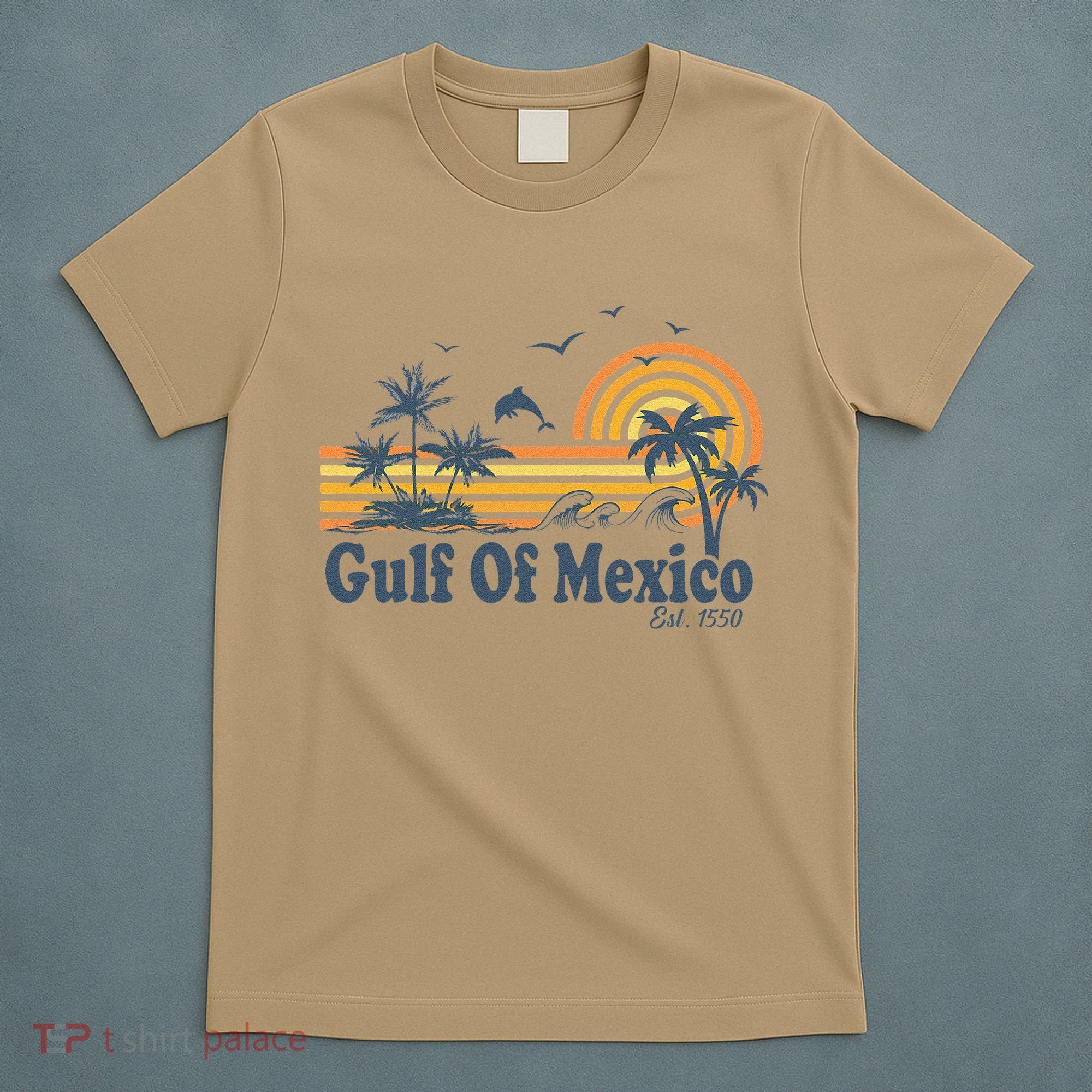 Gulf Of Mexico Est 1550 Retro Vintage Beach Palms Summer T-Shirt