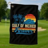 Gulf Of Mexico Forever Palms Beach Summer Holiday Vacation Golf Towel thumb 1