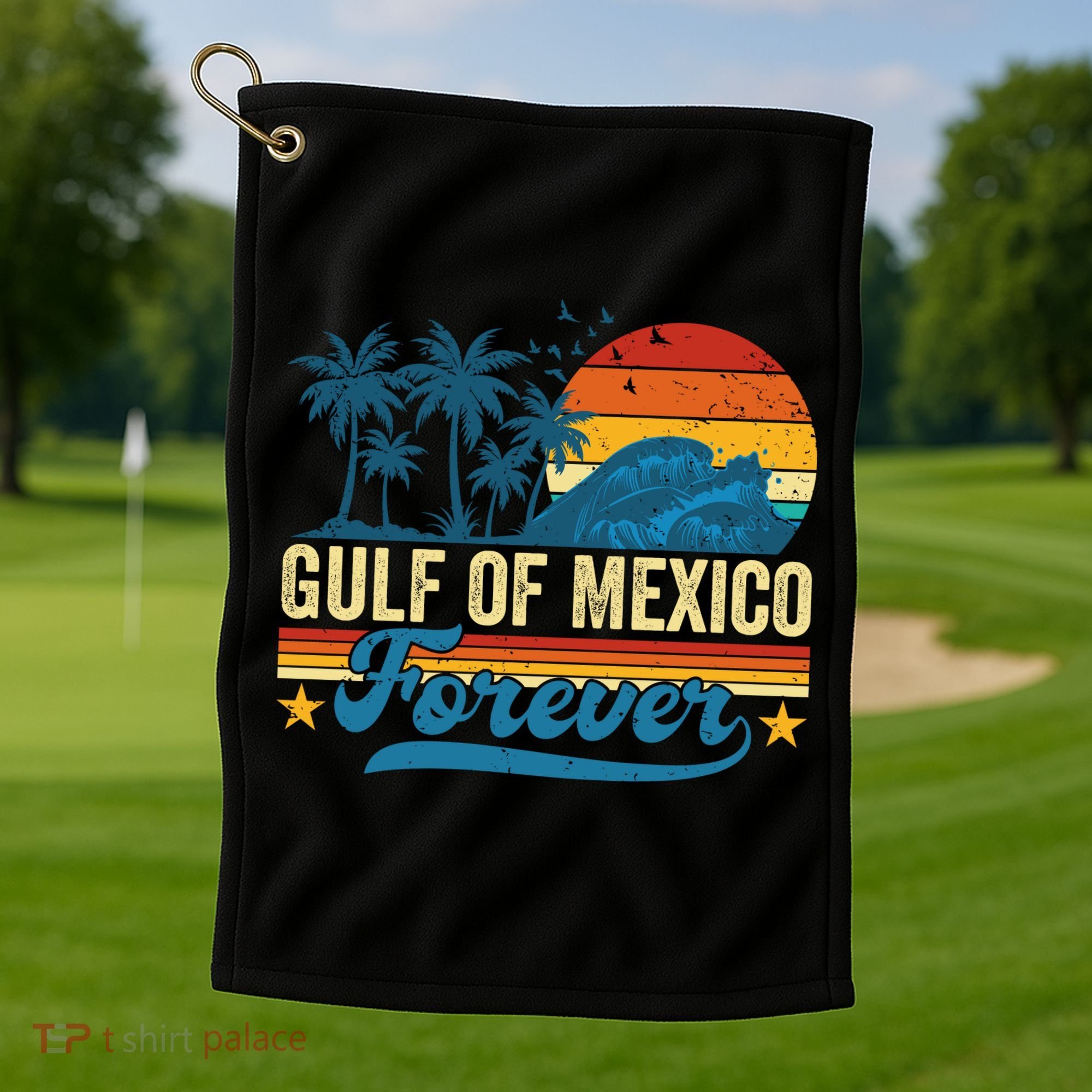 Gulf Of Mexico Forever Palms Beach Summer Holiday Vacation Golf Towel
